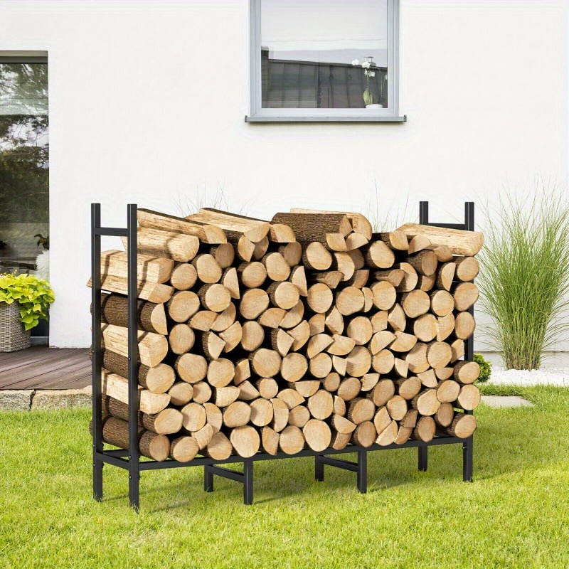 

4ft Firewood Rack Outdoor Heavy Duty Metal Rack Adjustable Wood Storage Holder