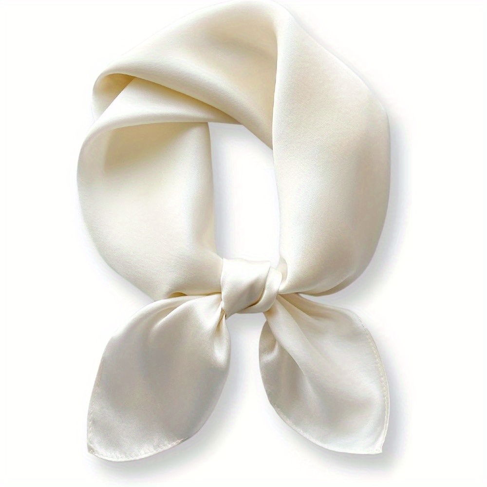 TEMU Vintage Style 100% Silk Scarf For Women - Elegant Solid Color Neckerchief, Decorative Headscarf, Knitted , Inelastic, Hand Washable - Ideal For Mature Occasions, Hair Scarf