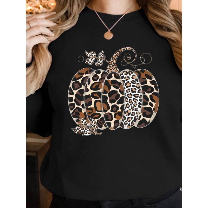 

Pumpkin With Leopard Print Women's Sweatshirt
