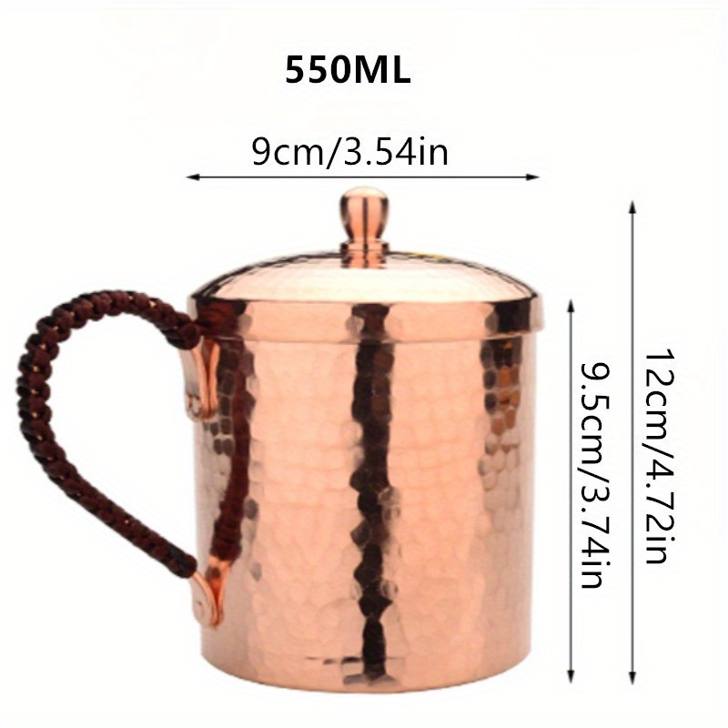 350ML/550ML Kozareci z kladivom, težki iz čistega bakra, rožnato ročna izdelava, masivni bakreni vrčki, zunanji potovalni kozarec, skodelica