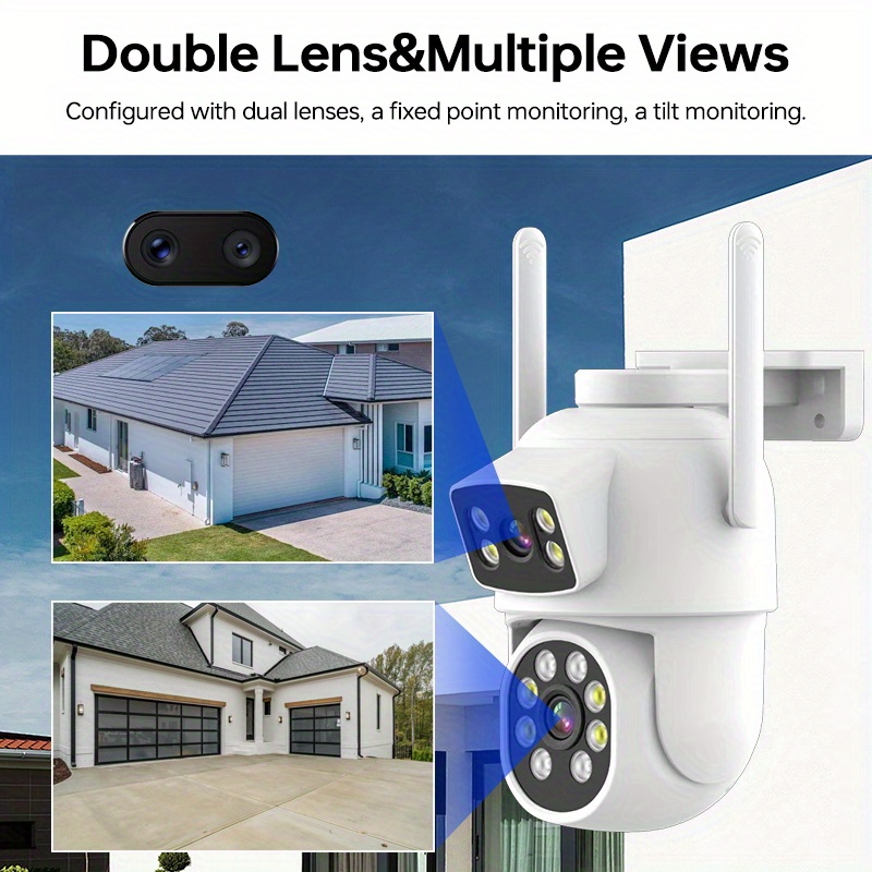 2PCS Outdoor Security Camera System with Dual Lens, 355° Pan-Tilt, 4MP Color Night Vision, 2-Way Audio, Motion Detection, 5G/2.4G WiFi Wireless Cameras, USB Powered, Compatible with Smartphones details 4