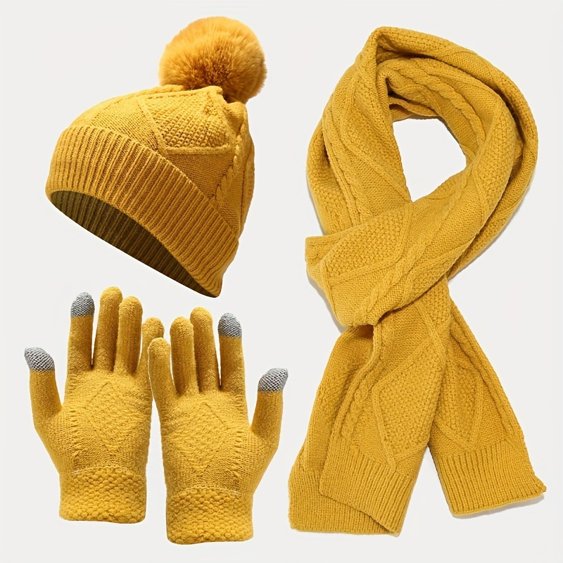 

1/ Set: And Knitted , Gloves, Hat, - Set, Women's , Hooded Gloves, Combination