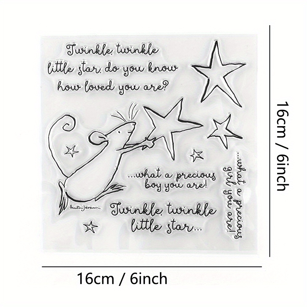 Image of Catch The Stars Mouse Transparent Stamp And Metal Cutting Mold For Diy Photo Album Craft Card Making