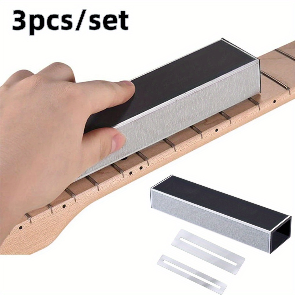 

3pcs Guitar Fret Leveler & Polishing Tool Set - Precision Sanding For Electric & Classical Guitars, Includes Self-adhesive Sandpaper For Easy Fret Adjustment And Smooth , Guitar Tools