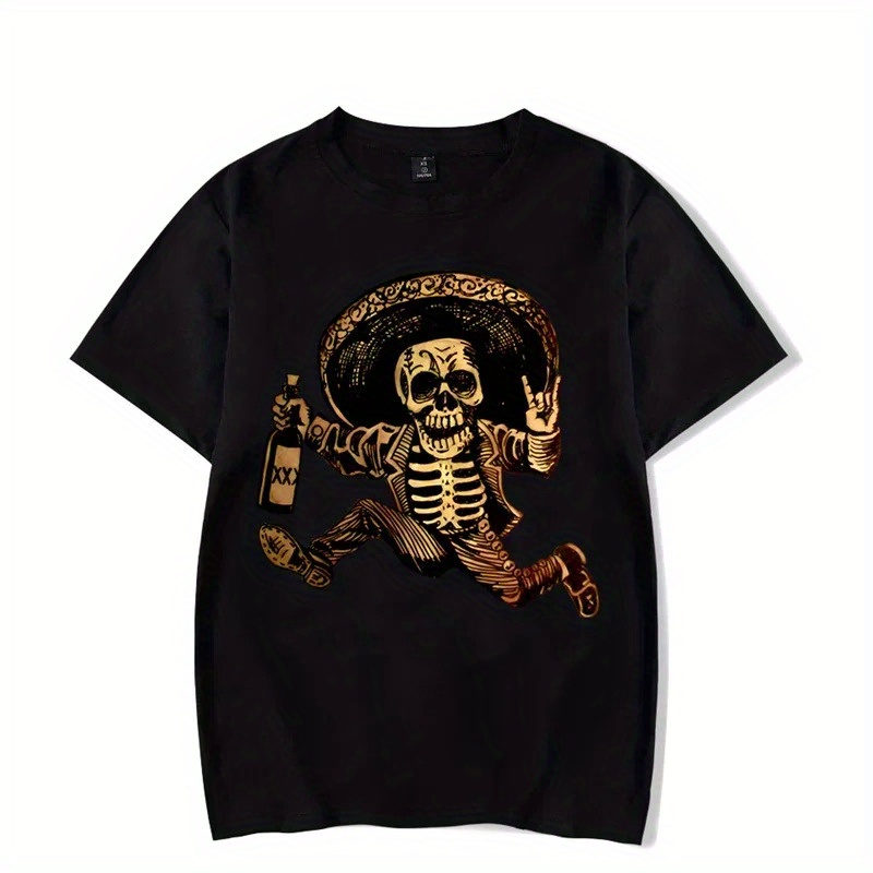 

2023 New Mens -shirt For Men Day Of The Dead Funny Skull Drinking Tshirt Clotning Oversized Tops Tees Male T Shirt Homme