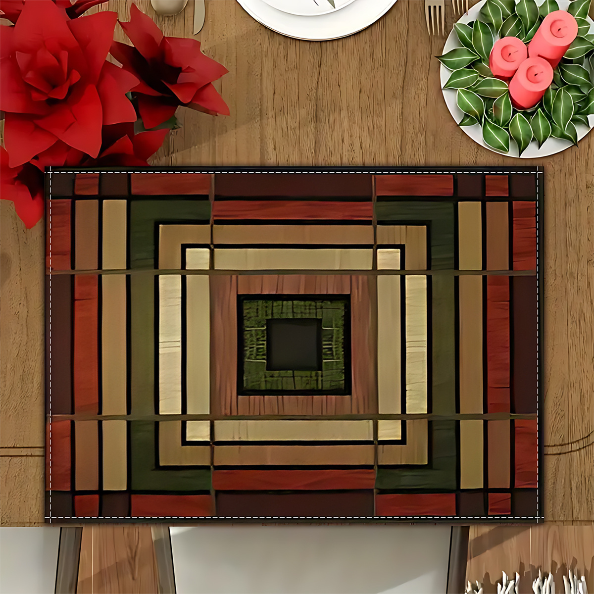 

4/ 6-piece Placemats With A Vintage Plaid Pattern Design, Suitable For Kitchen And Dining Table Decor, Perfect For Home And Cafe Decoration, 12.6x16.5 Inches.