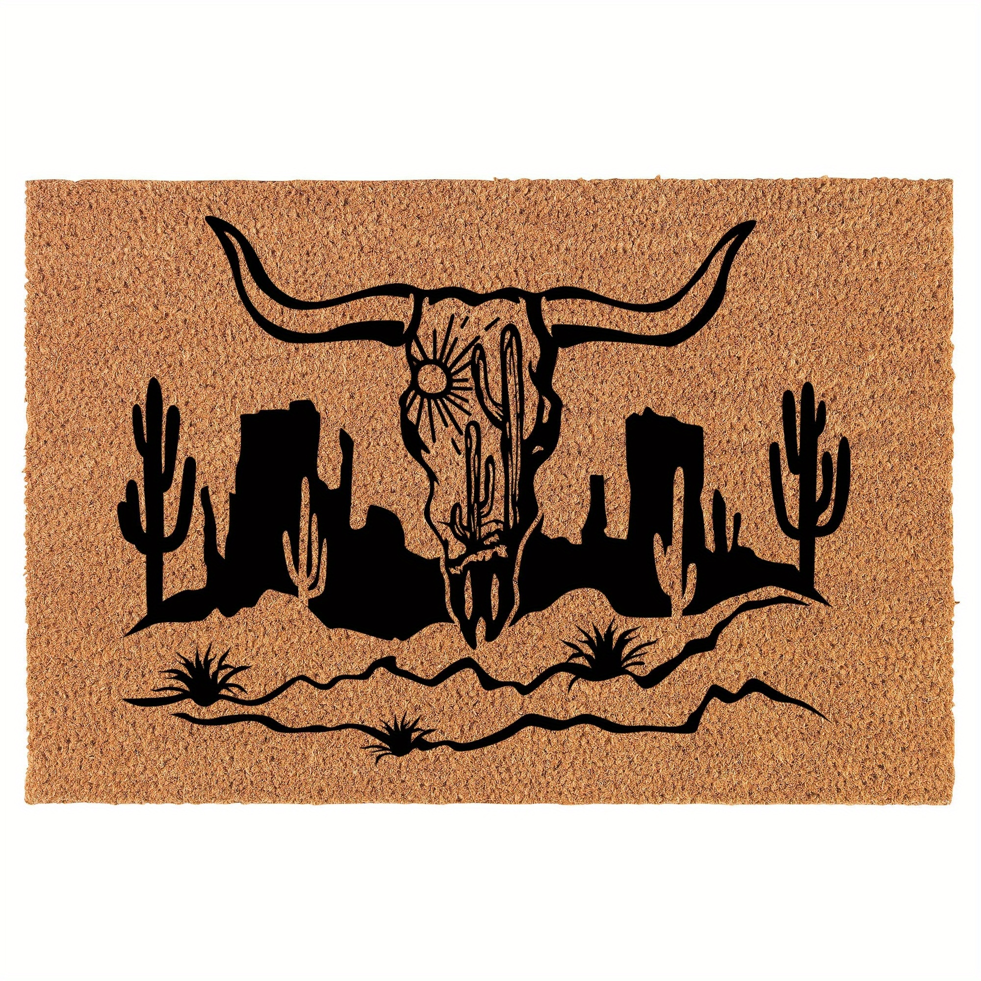 

Cow Cactus Desert Western Scene Coir Doormat Door Mat Housewarming Gift Newlywed Gift Wedding Gift