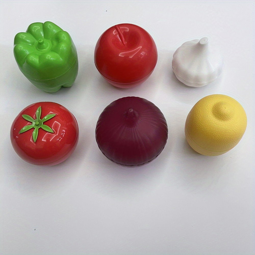 Image of 6pcs/set Storage Box, Fruit & Vegetable Shaped Savers, Refrigerator Freezer Fresh-keeping Boxes, For Lemon, , Tomato, Onion And Garlic, Kitchen Organizers And Storage, Kitchen Accessories