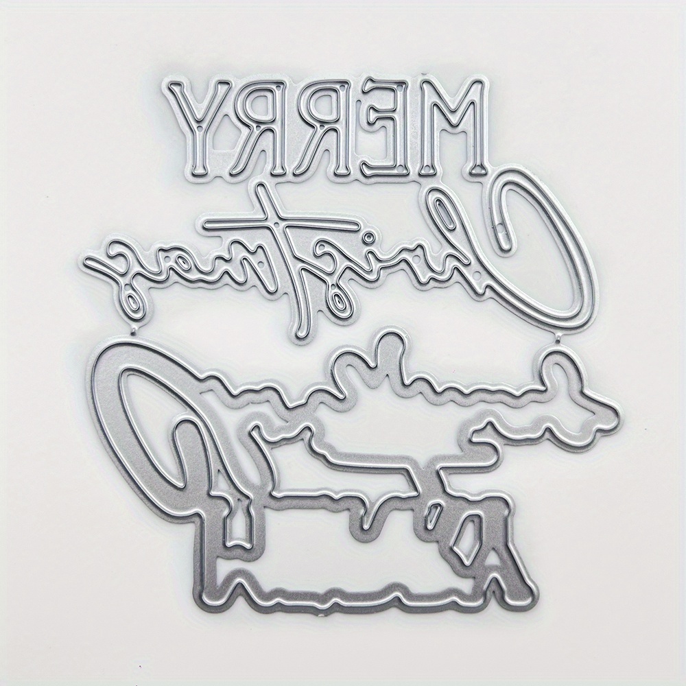 Image of Christmas Winter 1pc Merry Christmas Metal Cutting Dies For Card Making Kit Embossing Paper Die Cuts Machine Stencils Storage Pockets Supplies