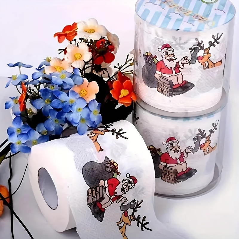 

Christmas Santa Claus Printed Toilet Paper Roll - Decorative White Tissue Paper, Festive Home Decor For Holiday Season, Ideal For Restaurants/cafes - Pack Of 1