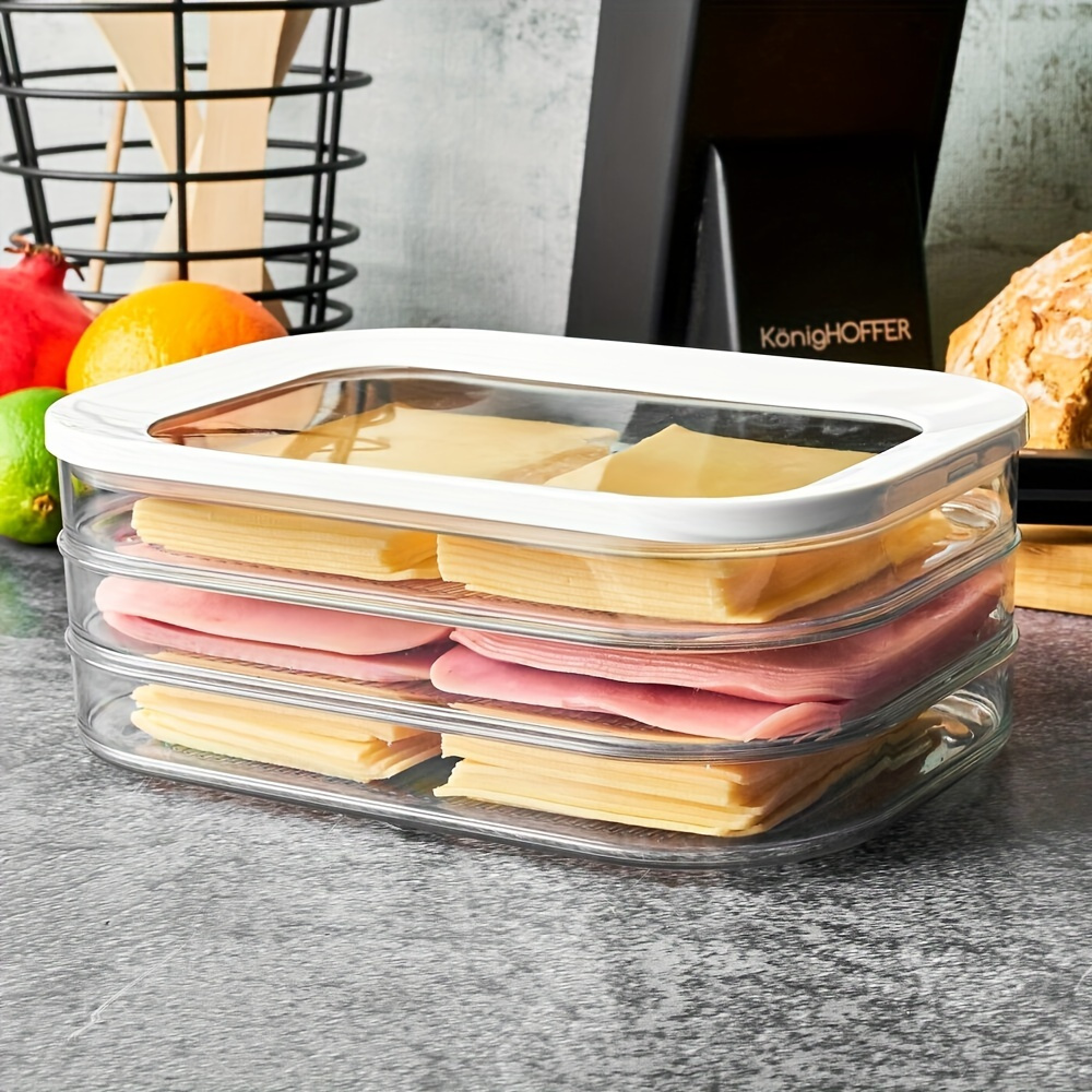 

3 Container Set Lid - Safe, - Organizer For Meat, Turkey And - Refrigerator Organization Tool