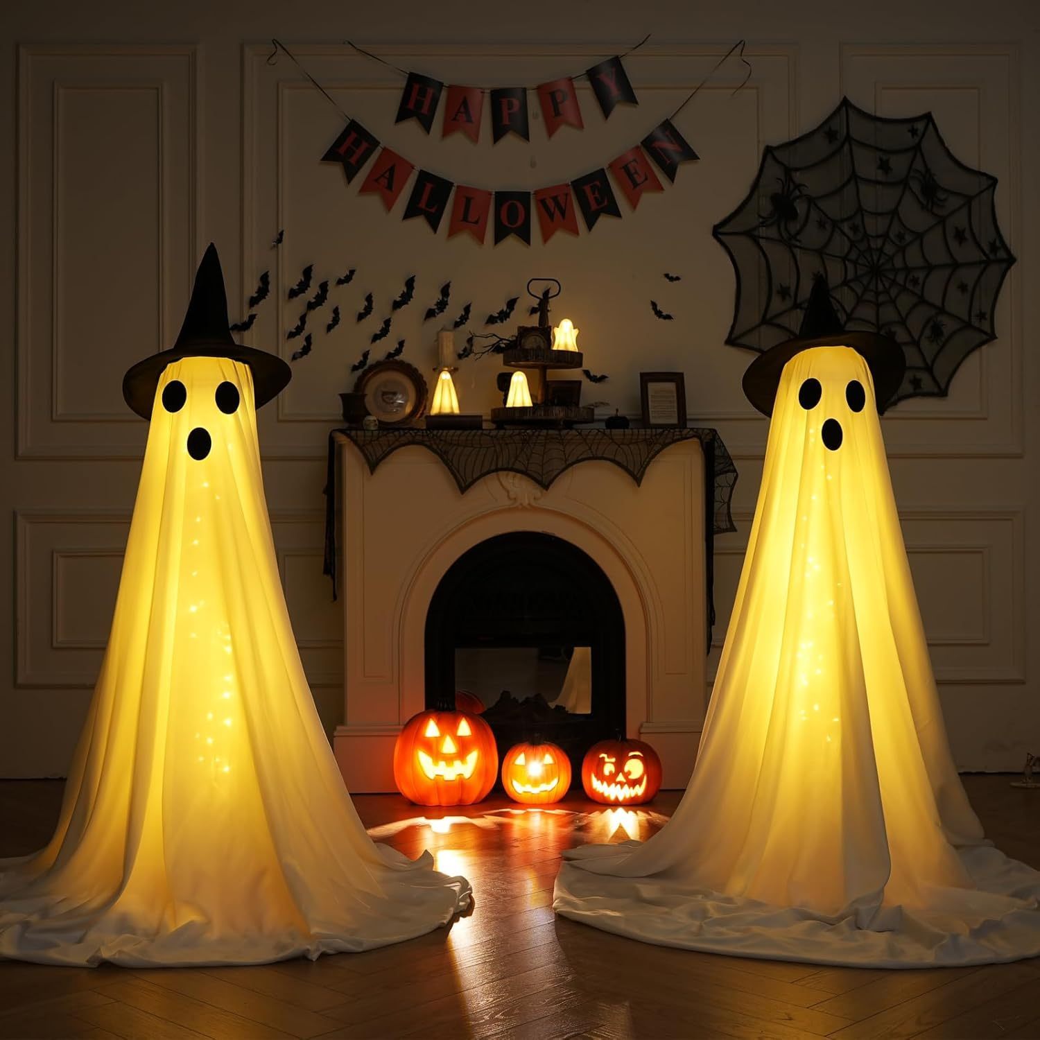 

Halloween Decorations - 2 Pack Adjustable Height Led Light-up With Remote Control, Spooky Indoor Halloween Decor For Halloween Party Decortion