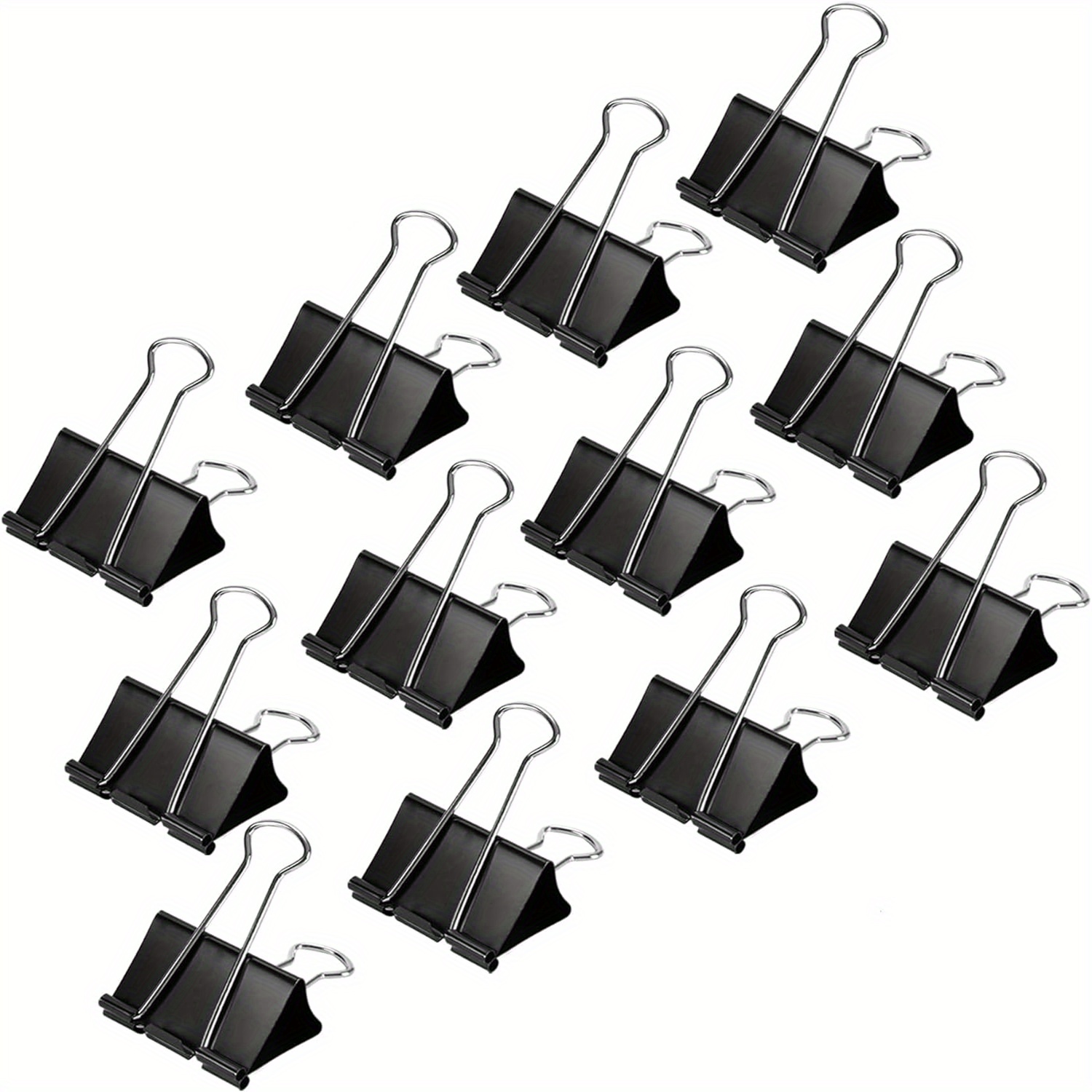 TEMU 100pcs Binder Clips And Paper Clips 2.5cm, Black Metal Medium Paper Clamps For Office, Home, School