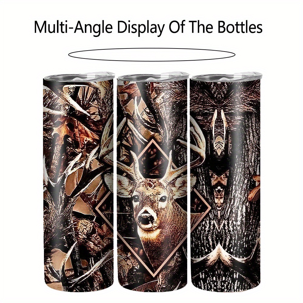 

Deer Primary Tumblers With Lid And Straws, 1 Pcs 20oz Stainless Steel Insulation Water Bottle, Dual Wall Vacuum Car Cups, Best Gift For , Company Festival Gifts