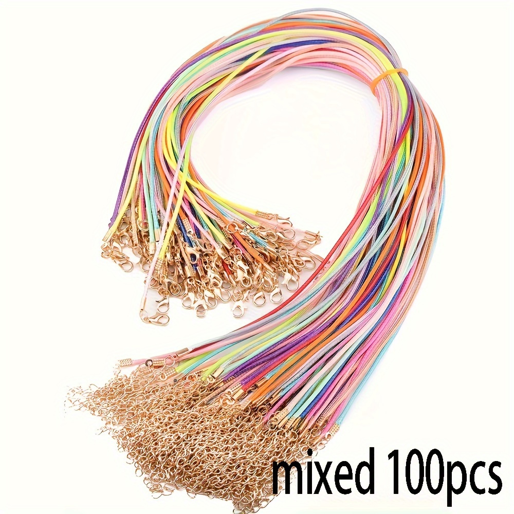 TEMU 100 Mixed Color Black Wax Cord With Golden Buckle - Adjustable Rope, Suitable For Making, Craft Supplies