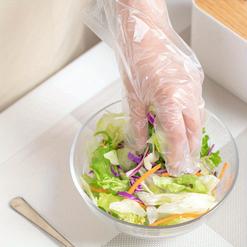 200pcs disposable plastic gloves waterproof pet polyethylene terephthalate lead free   cooking food prep   use restaurant service and craft making details 5