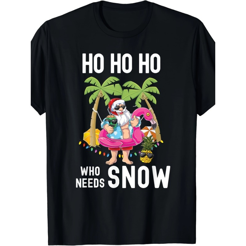 

Christmas Palm Tree Santa Surf Summer Beach Vacation Men's Casual Comfort T-shirt