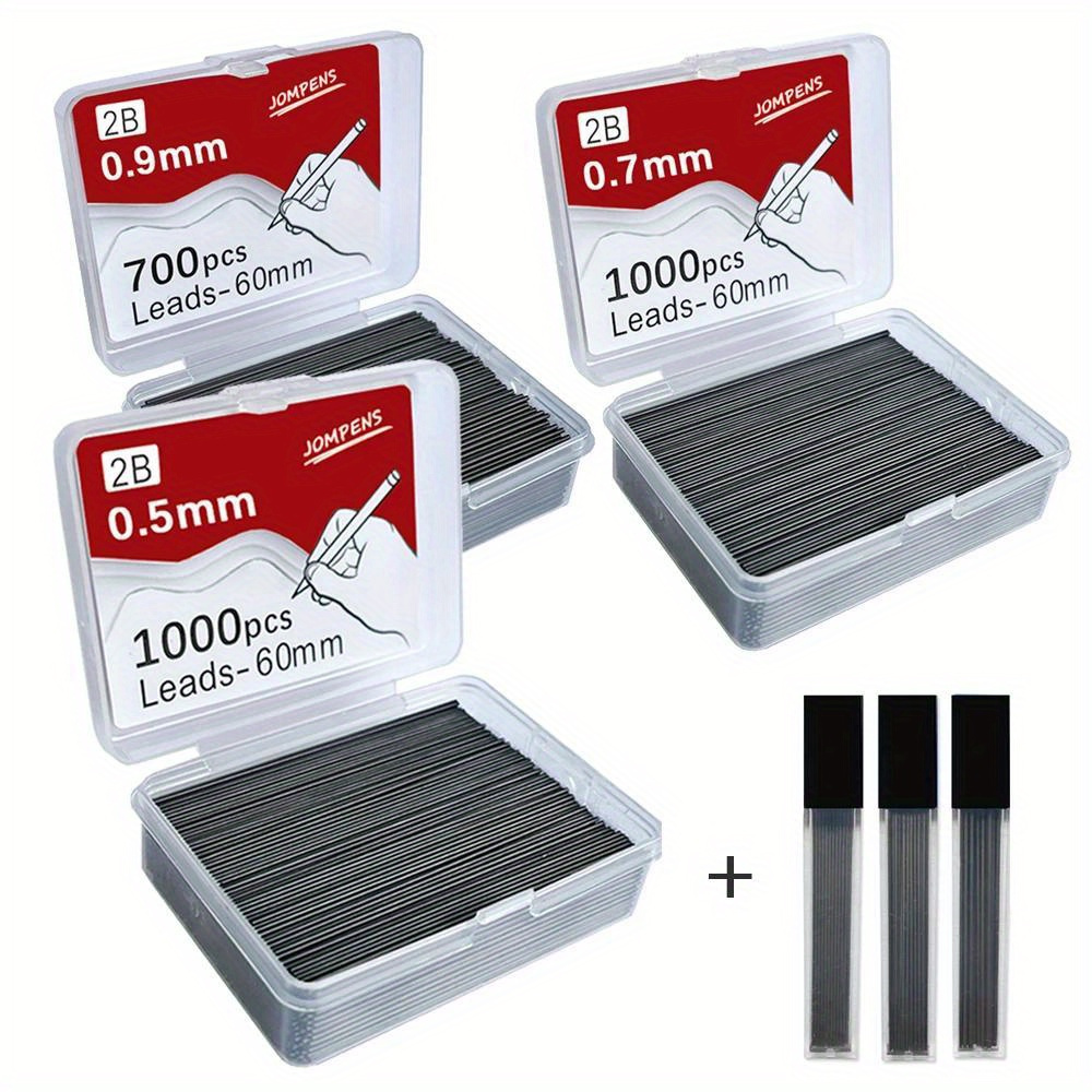 

1000pcs 2b Mechanical , 0.5/0.7mm, 60mm -in Sharpener - For Art & Drafting, Includes