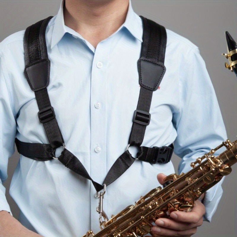 

Black Saxophone Shoulder Strap With Neck Lanyard - Double Strap Support For Saxophone Players