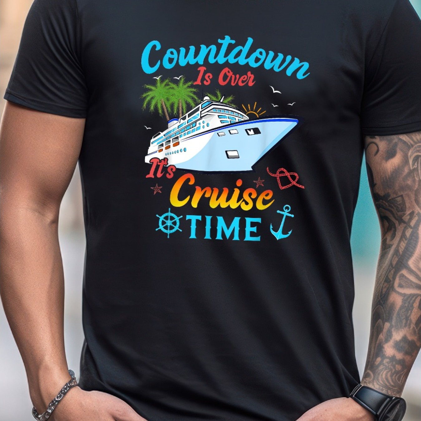 

Countdown Is Over It_s Men's Summer Short Sleeve T-shirt With Front Print - Comfortable, Breathable Fabric, Casual Sporty Style