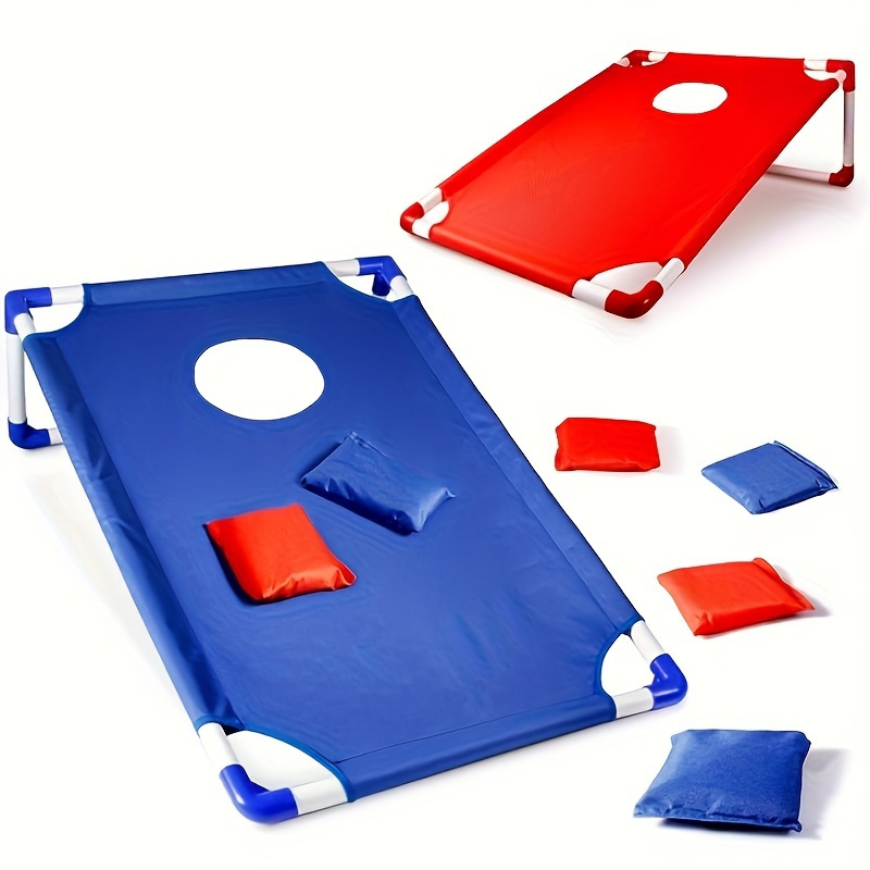 A Game Set Featuring 6 Bean Bags And a Cornhole Board - Suitable for Portable Indoor And Outdoor Entertainment for Ages 14 And Up - Made with Durable Polyester Fabric.