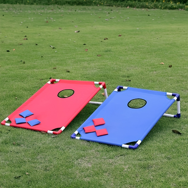 A Game Set Featuring 6 Bean Bags And a Cornhole Board - Suitable for Portable Indoor And Outdoor Entertainment for Ages 14 And Up - Made with Durable Polyester Fabric.