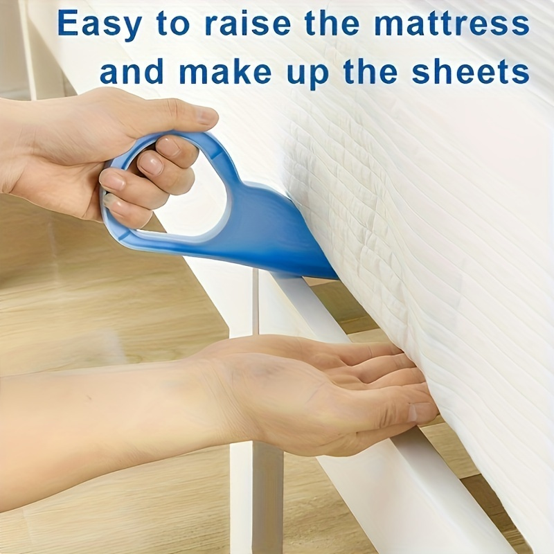 2 pack blue mattress lifter tool home bedroom   saving bed making helper bedding accessory with spot   instructions details 4