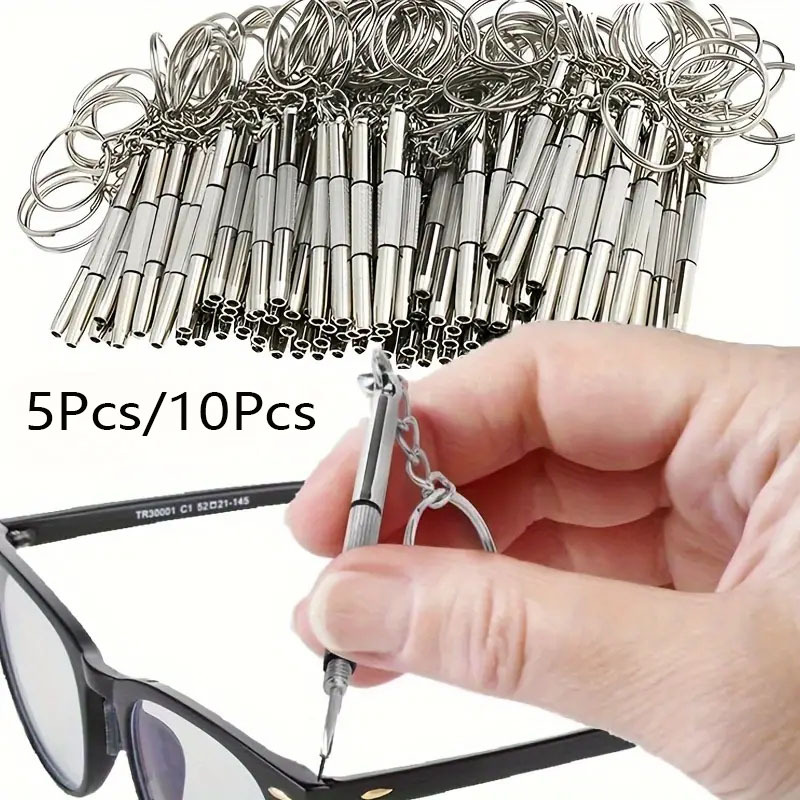 

5pcs/10pcs Mini Screwdriver Set, Zinc Alloy, Keychain Tool For Glasses & Watches, Portable Outdoor Backpack Pendant, Simple Style, Home Accessories, Men's Fashion Accessories