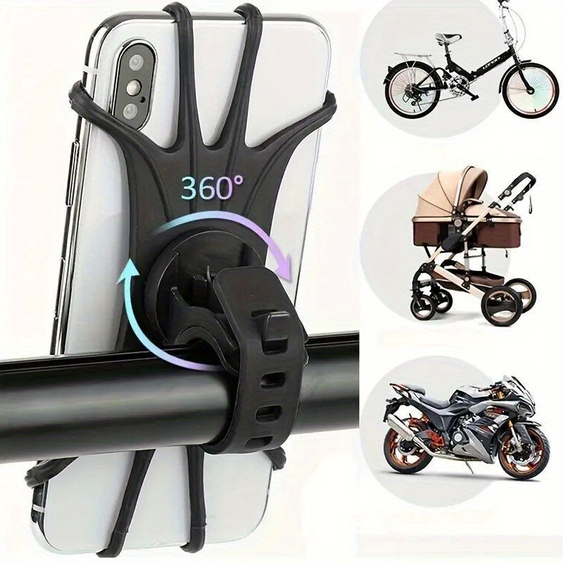 

Support de Téléphone en Silicone Rotatif à 360° pour Vélo - Antichoc, Porte-Guidon Anti-Vibration pour Scooters Électriques & Motos, Démontage Rapide