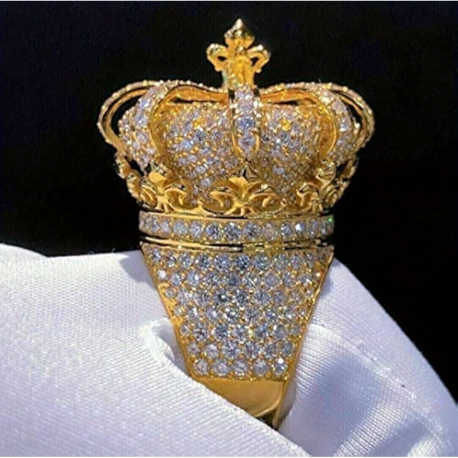 Image of King' Moissanite Ring - Men's 925 925 Silvery Promise Ring - Hip Hop Crown Ring For Pinky Finger With Luxurious Design And Gift For Him