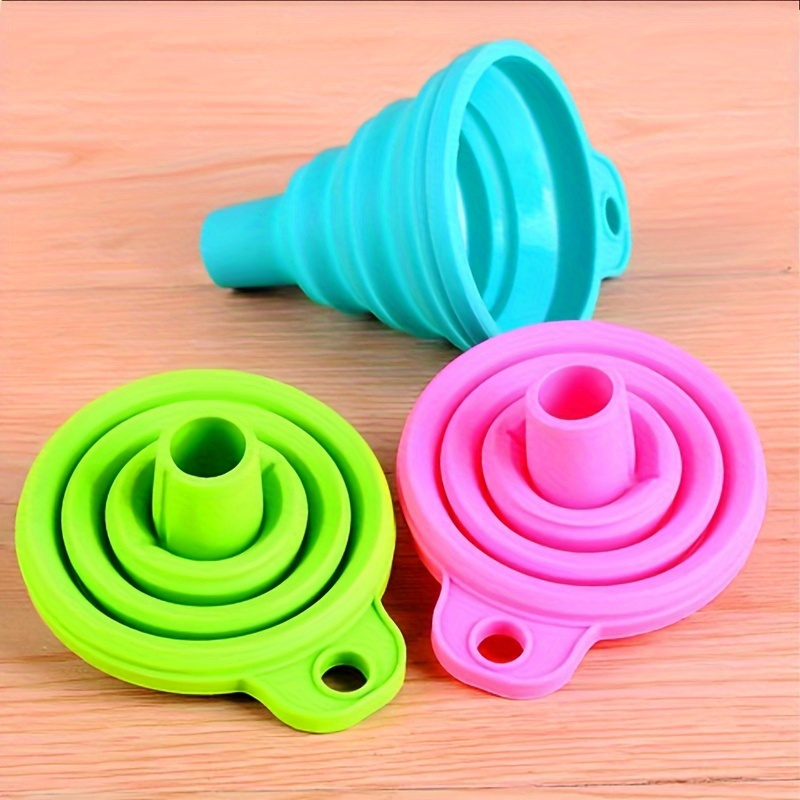 4-Pack Collapsible Silicone Funnels - Mini, Foldable Kitchen Tool for Water, Liquid, Oil Transfer - Essential Gadget for Apartments and Dorms