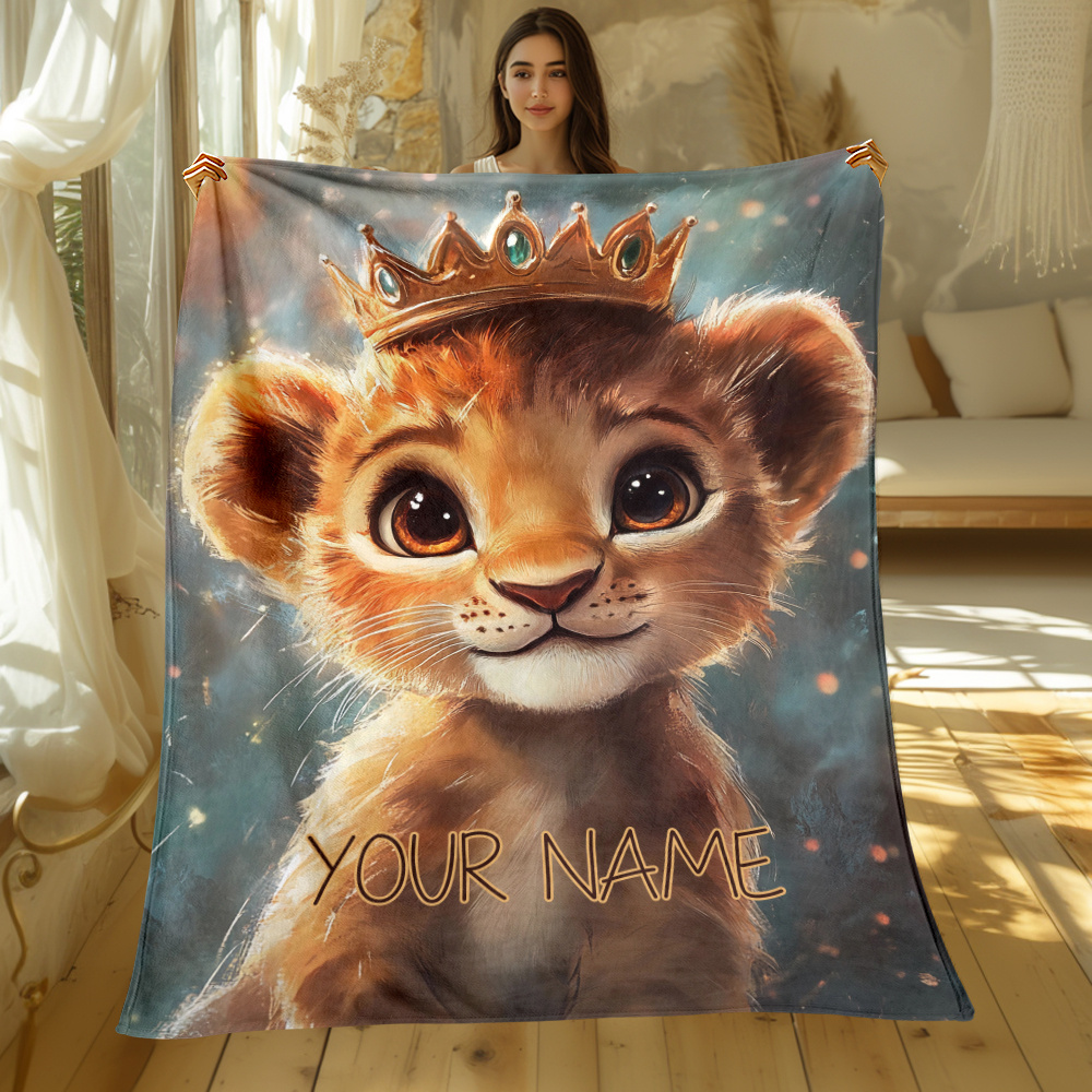 

Personalized King Tiger Flannel Throw Blanket - Soft, Warm & Machine Washable For All - Sofa, Bed, Travel & Office - Custom Name Gift Idea