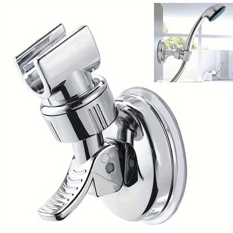 

1pc Universal 360° Adjustable Shower Head Holder, Self-adhesive Suction Cup Bracket, Plastic Bathroom Accessory,