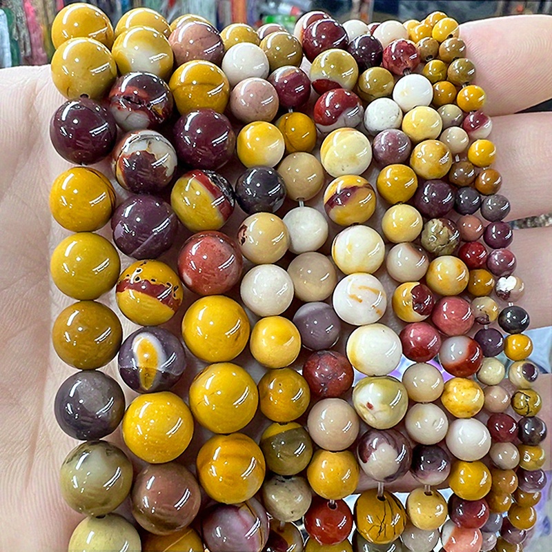 

Natural Stone Beads For Jewelry Making - Egg Variegated Smooth Round Beads - Diy Charm Keychain Crafting Accessories - Bulk 15" Strand Assortment 4/6/8/10/12mm