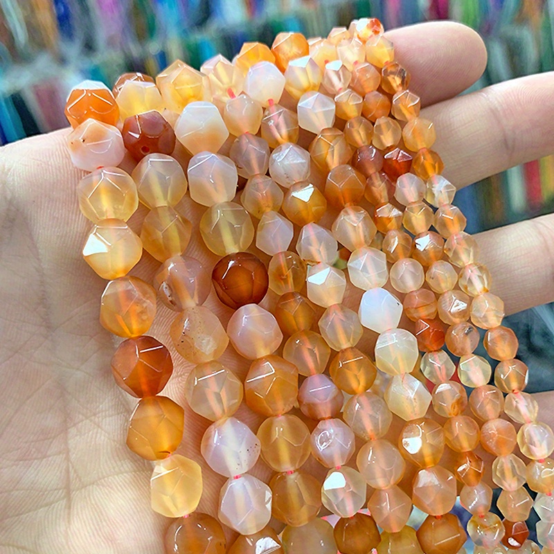 TEMU Natural Stone Orange Red Agates Beads For Jewelry Making Diy Woman Accessories Bracelets Necklace 15