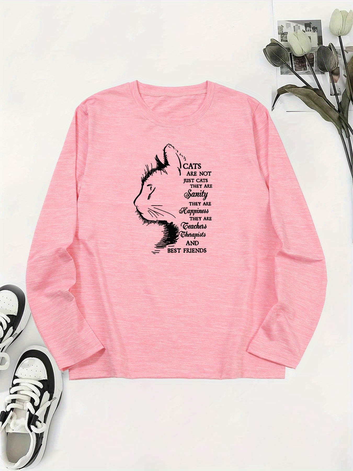 Letter Cute Cat Graphic Tee Fashion T Shirt Temu