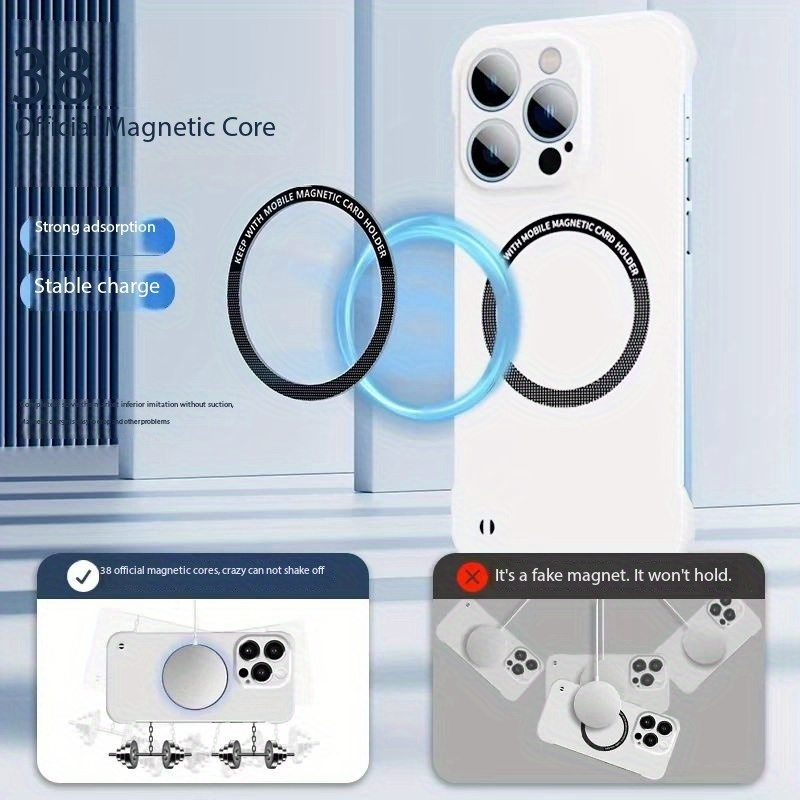 3pcs [1 Phone Cover with 2 Clear Screen Protectors] Simple Solid Color Magnetic Suction Frameless Half-Edged Ultra-Thin Heat Dissipation Shell Mobile Phone Case Compatible with for iphone 16 Pro Max 15 14 13 12 11 Pro Plus Series