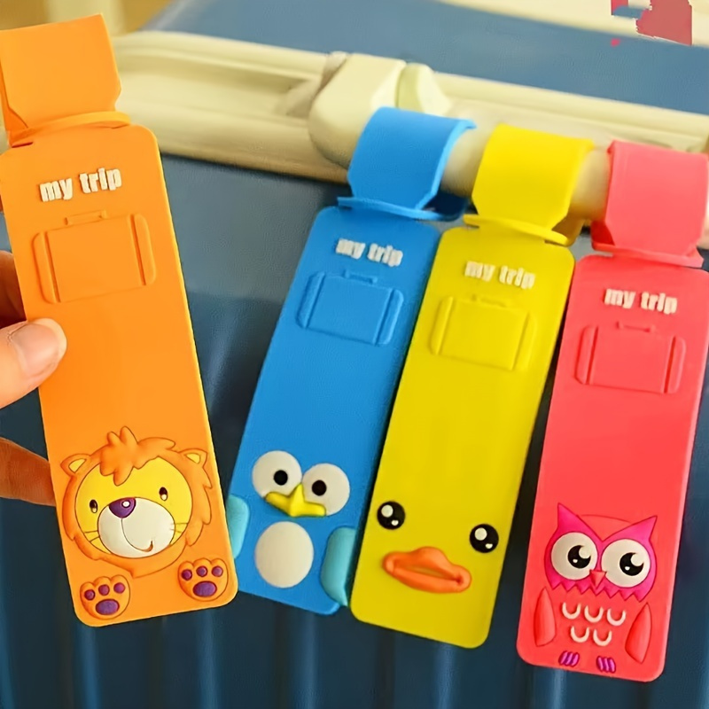 

Cartoon Luggage Tags, Water-resistant Pvc Material, Cute Minimalist Personality Style For Suitcases And Travel Accessories