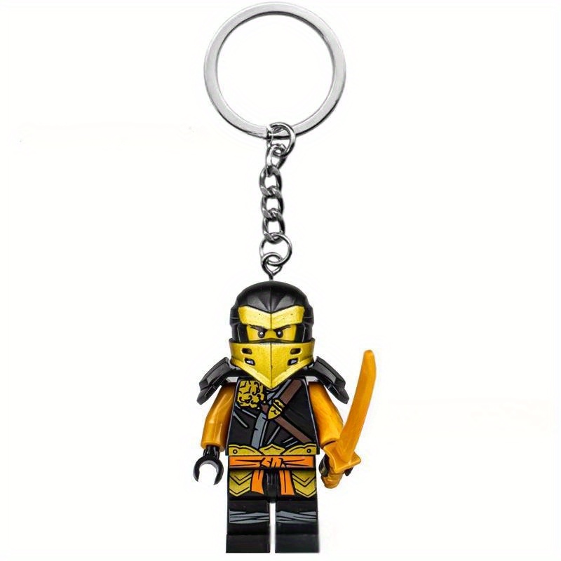 TEMU Chic Gul Resin Ninja Nyckelring - för Byggklossentusiaster, Idealiskt Utomhustillbehör: retailer-supplied image