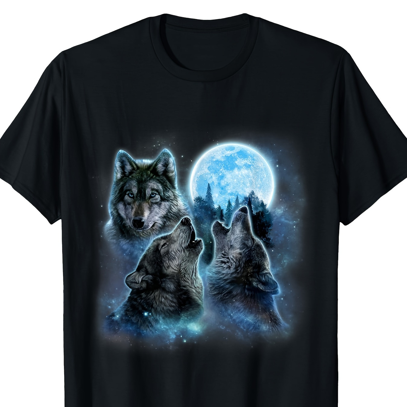 

Outdoor Men's Clothing, Howling Under An Icy Full Moon, Gray Wolf T-shirts, Quality Materials