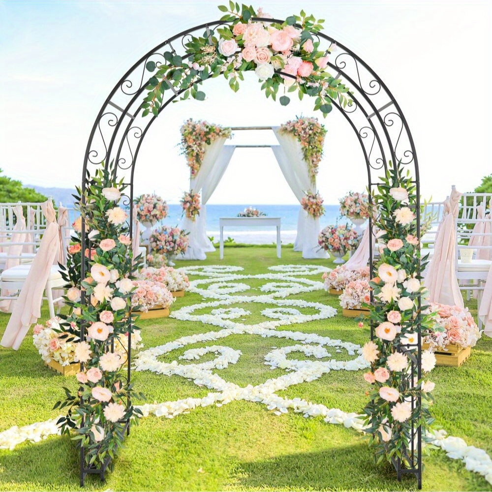 Image of 134 X 59 X 213cm Double Layer Steel Art Arc Party Packs Top Iron Arch Wedding Black