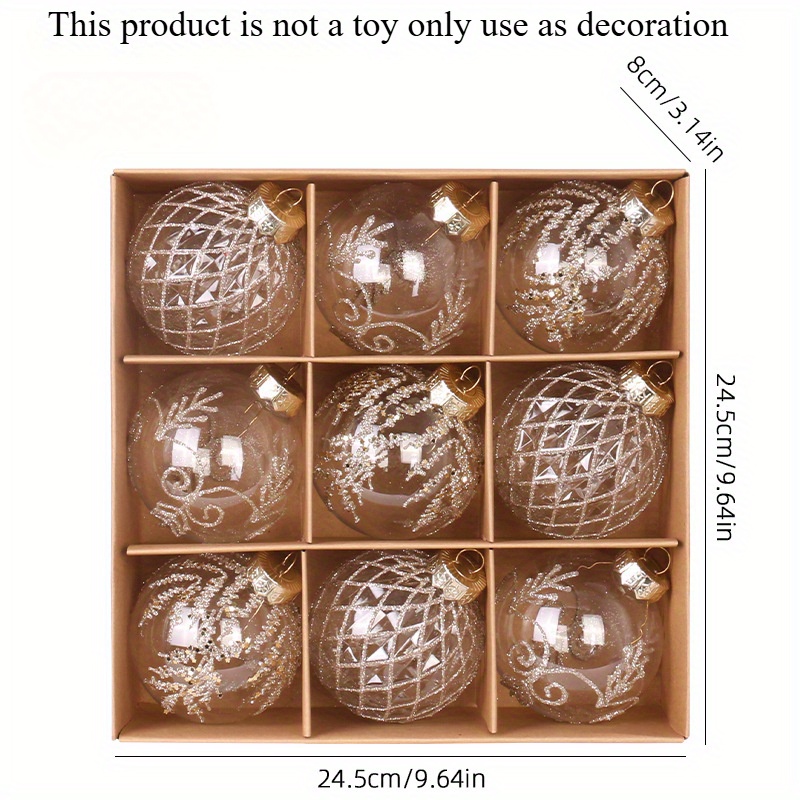 TEMU 9PCS Ornements de Noël Ronds - Décorations Suspendues sur le Thème de la Musique en Plastique pour Arbre de Noël, Mariage, Fiançailles - Plumes,