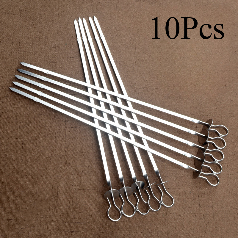 E-shop Edelstahl Grillwerkzeuge, stabile flache Spieße und verdickte Metallspieße zum Grillen.