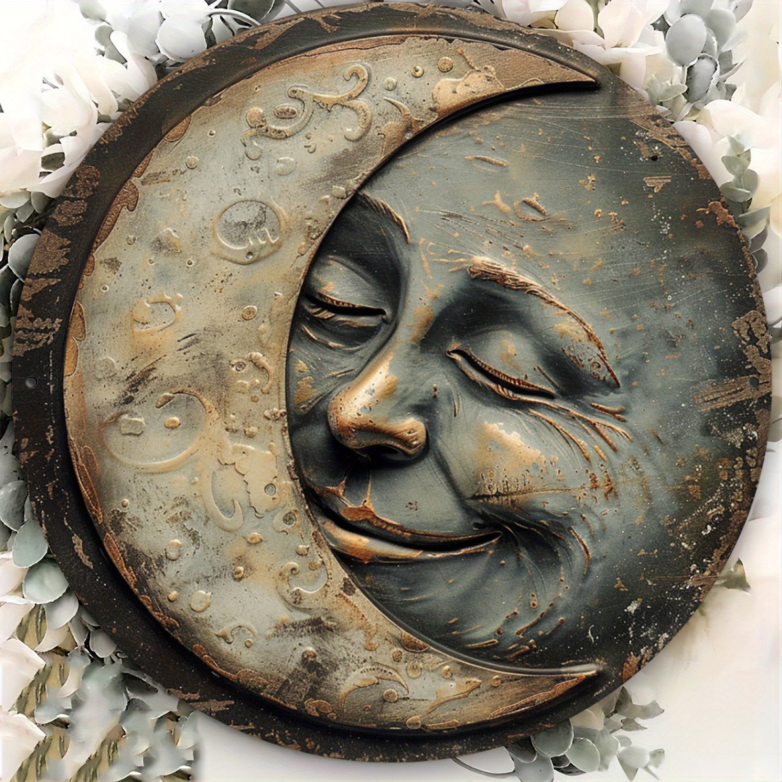 

1pc 2d Flat Printed Smiling Moon Vintage Metal Tin Sign Wall Decor, Art For Indoor/outdoor, Home Decor Tin Sign For Living Room, Dining Area, Cafe, Garage, , 8x8 Inches