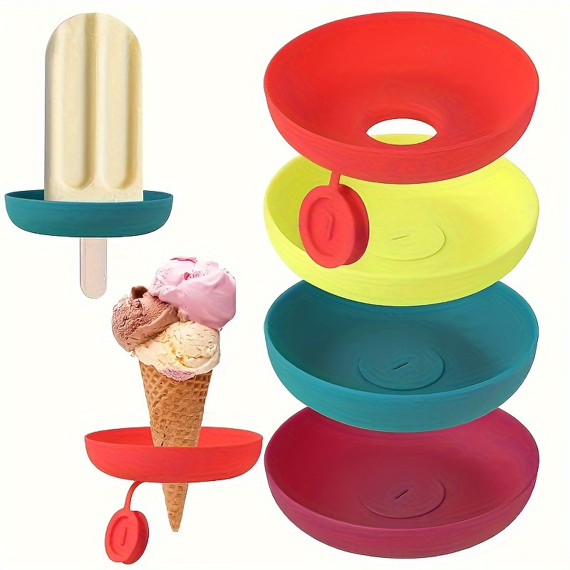 4pcs silicone ice cream grippers -   treat stands for all ages, ideal for summer   & outdoor activities details 1