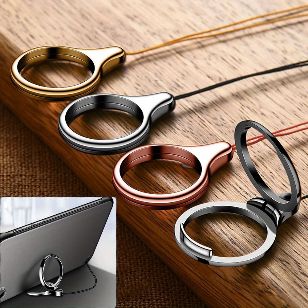 

2in 1 Finger Ring Lanyard For Mobile Phone Universal Metal Mobile Holder Metal Stand Ring Hang Rope Phone Accessory