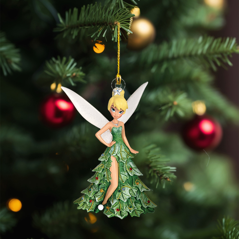 

1pc Acrylic Tinkerbell Fairy Ornament, Green Dress, Hips, Christmas Tree Decoration, No Electricity Required, Featherless, For Christmas, , Easter, New Year Holidays