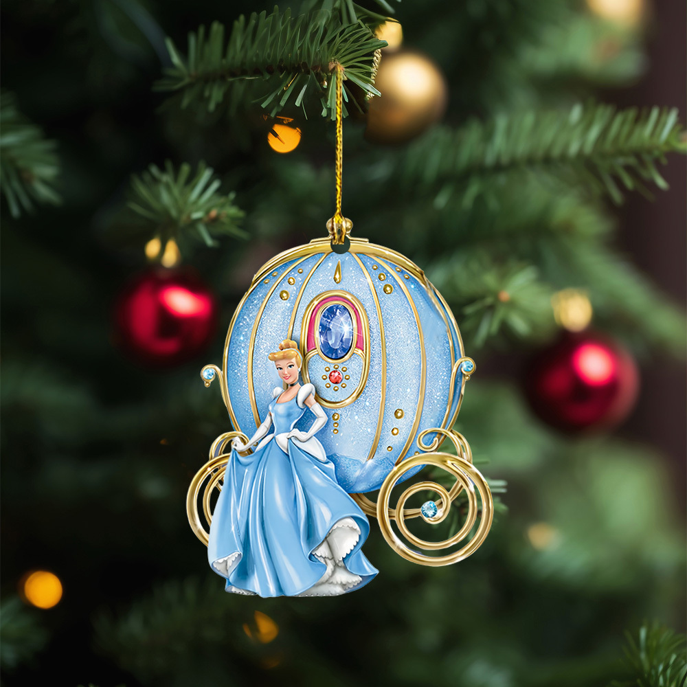 

Princess In Blue Dress & Carriage Acrylic Christmas Tree Ornament - Decor Gift