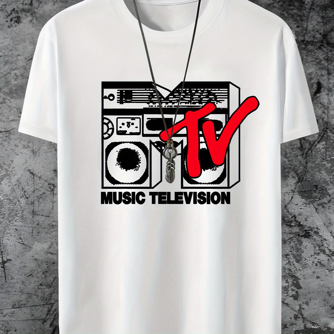 

Men's Music Television Graphic T-shirt - Knit Fabric With 95% Polyester & 5% Elastane - Regular Fit, Casual Crew Neck Tee With Slight Stretch - Summer Patterned Short-sleeve Shirt For Men