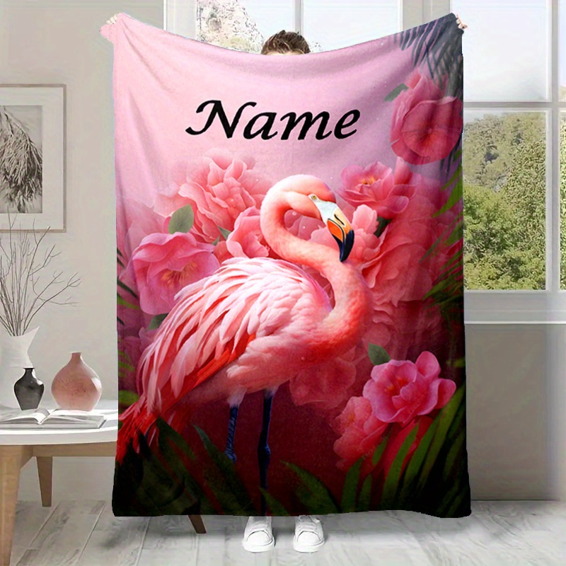 

Personalized Flamingo Fleece Blanket - Soft, Warm & Customizable With Your Name - Perfect For Bed, Sofa, Office Chair - Ideal Christmas Or Gift